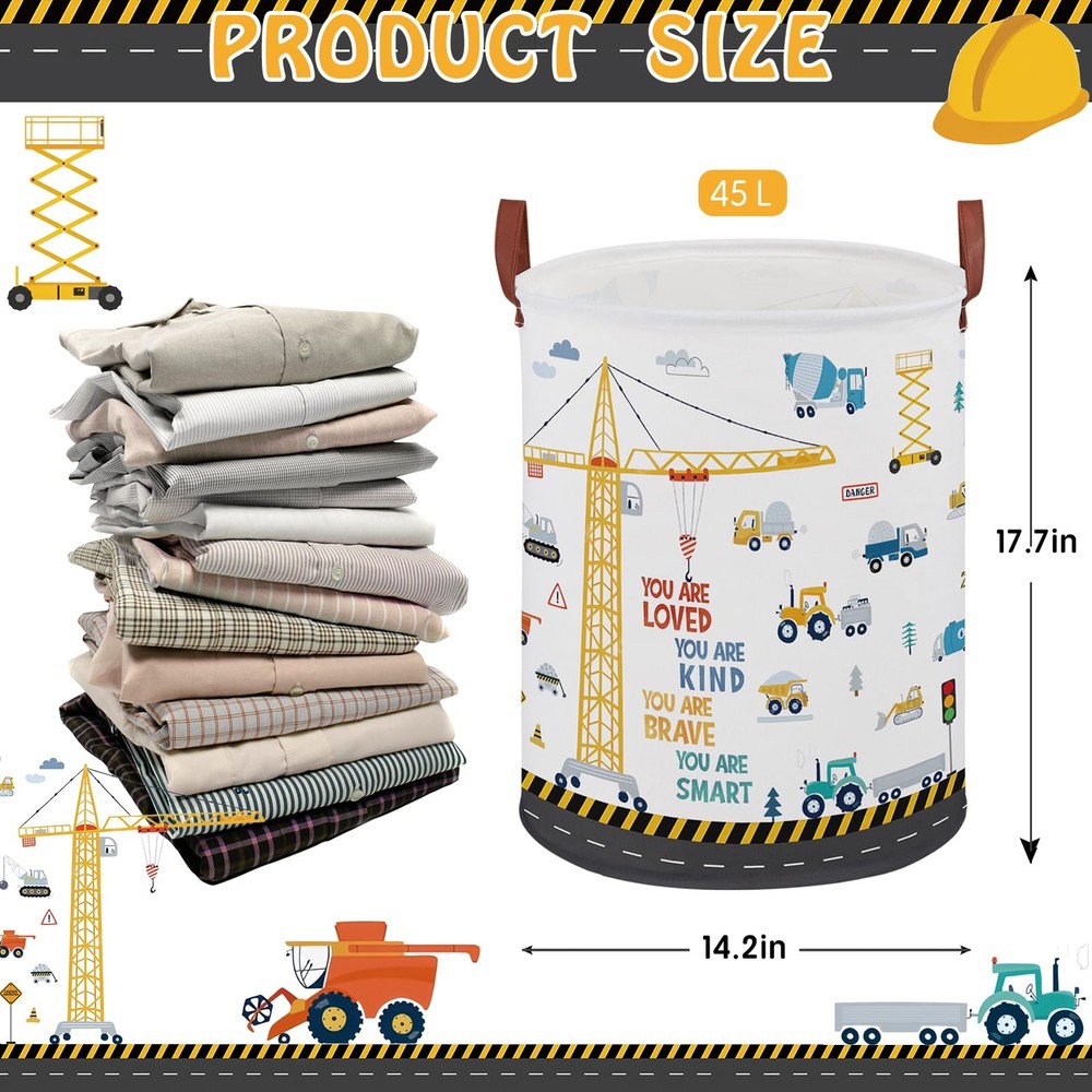 Construction Decor for Boys Room Laundry Middle, Yellow