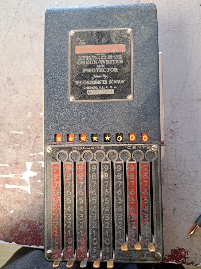 Vintage Collectors Checkometer Check Writer & Protector