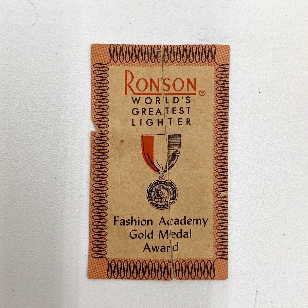 1950s Vintage Ronson “CROWN” Silver-Plated Table Lighter Instructions & Box