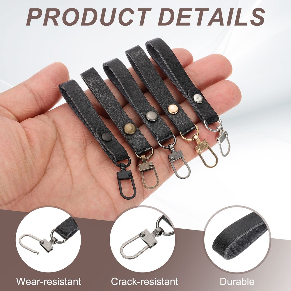5pcs Zipper Pull, 4 Inch Leather Zip Puller Zipper Replacement Repair, Black