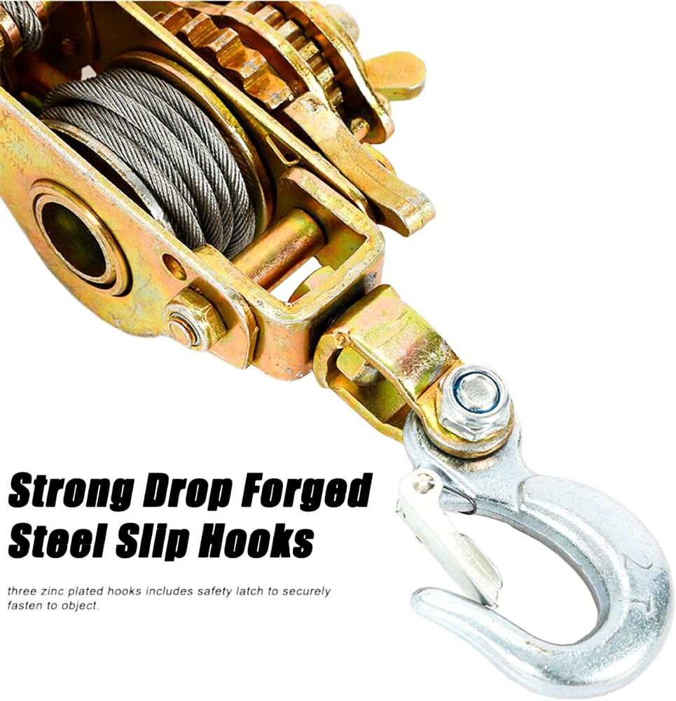 2 Ton Hand Puller Heavy Duty Winch Pull Hoist Come Along Cable Lever 2 Hooks