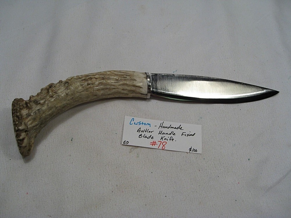 Custom Handmade Antler Handle Fixed Blade Knife.  #78