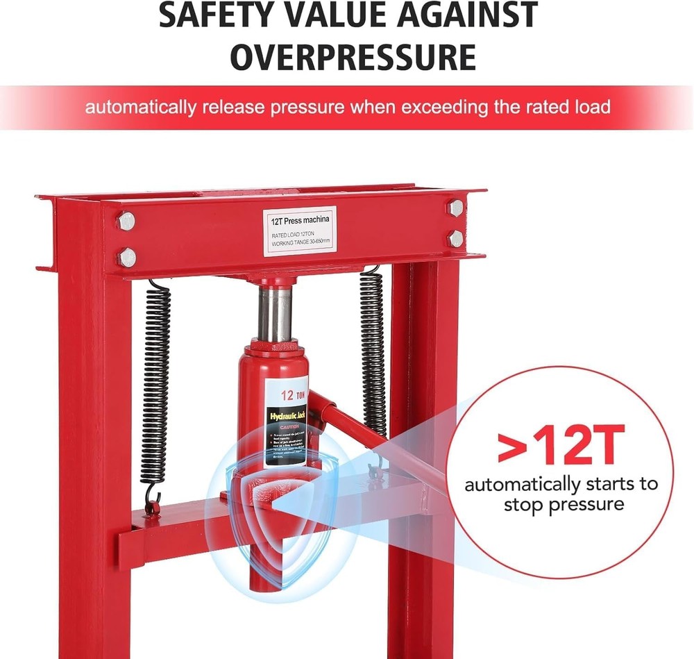12 Ton Hydraulic Press H-Frame Shop Adjustable Work Table