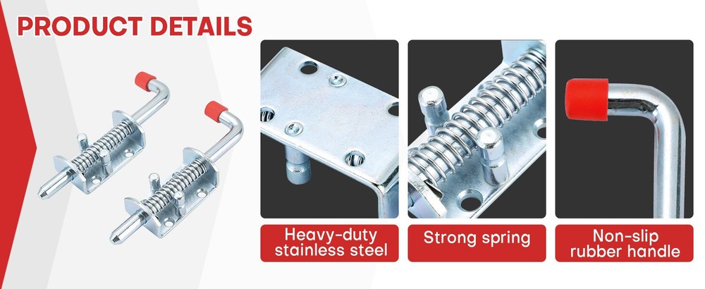 2pcs Spring Loaded Pin Latch Lock for Trailer Tail Gate Ramp Truck Door Fence RV