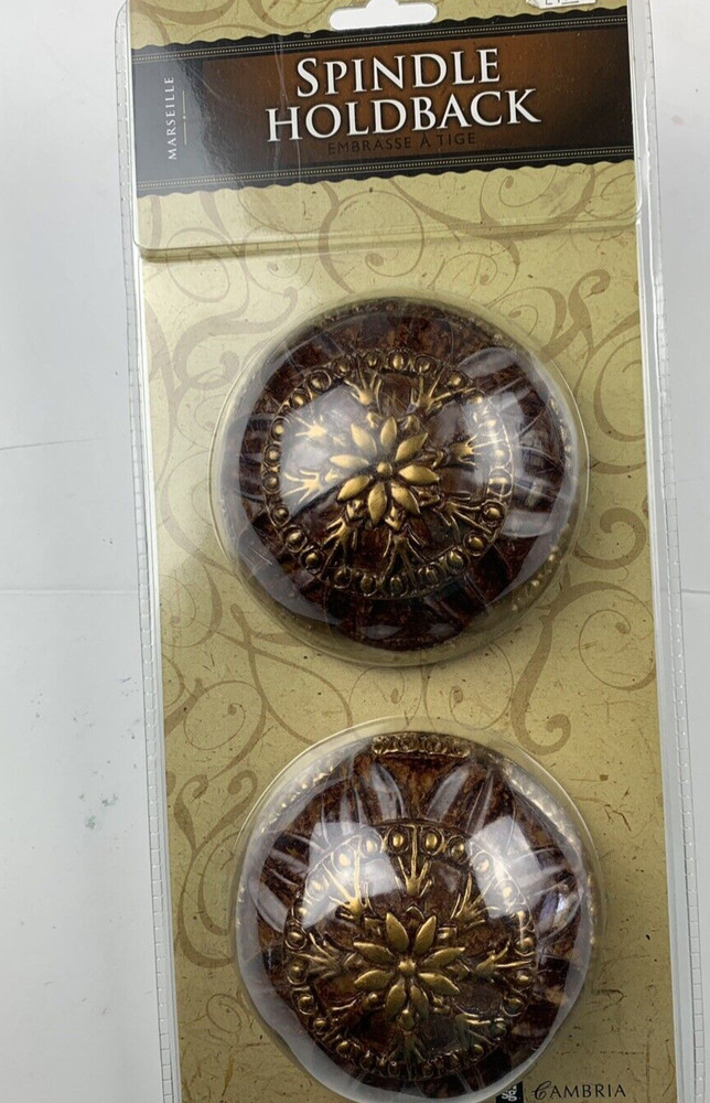 Cambria Marseille Spindle Holdback Set Curtains Tiebacks Bronze Hardware 2 pack