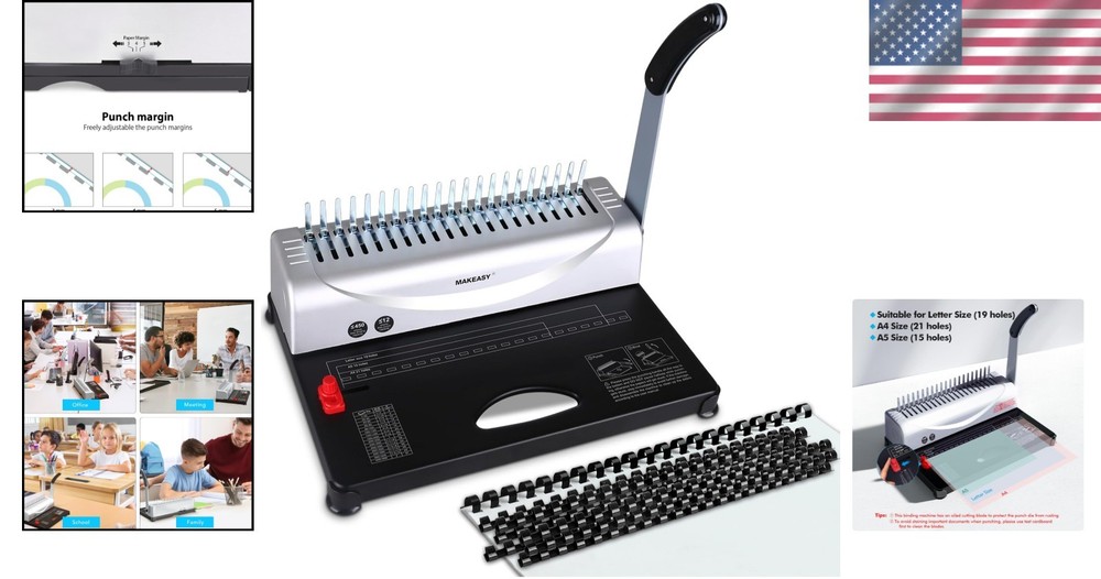 21-Hole Comb Binder with 400 Sheet Binding Capacity