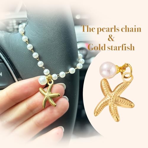 Steering Wheel Charm Accessory Peral Pendant Car Decor Rearview Mirror Starfish