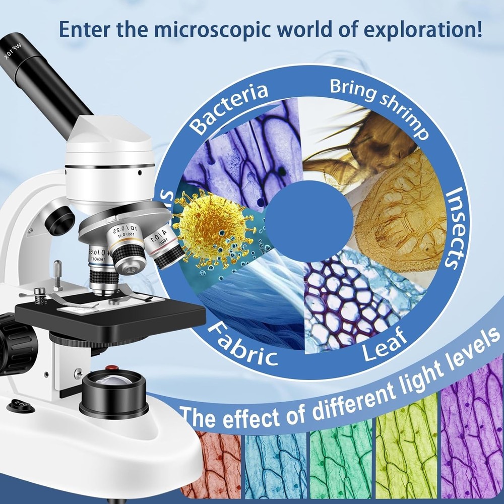 Compound Microscope 2500x WF10x WF25x LED Metal Frame - NIB