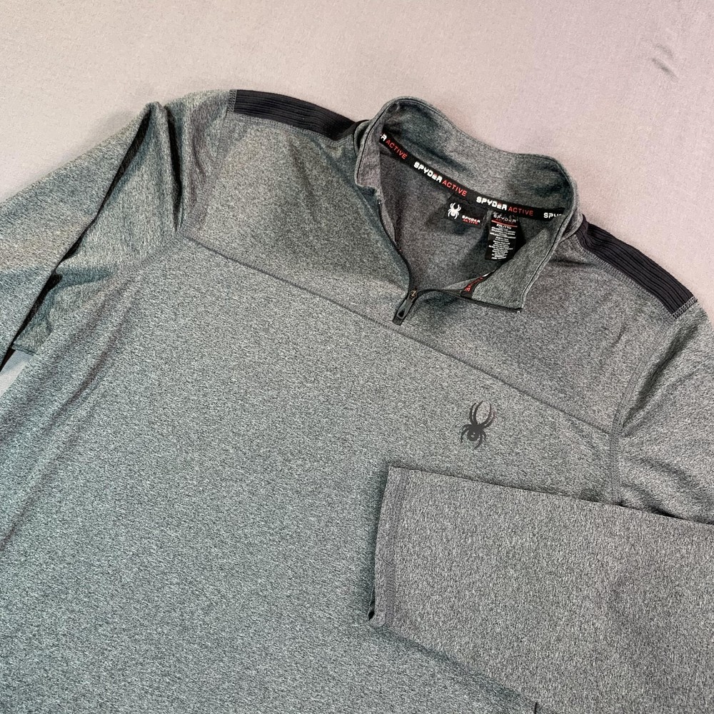 Spyder Active Pullover Mens 2XL Gray 1/4 Zip ProWEB Athletic Base Layer Gym