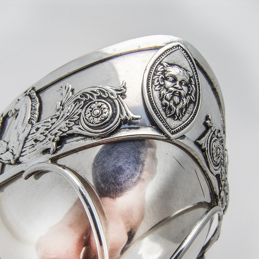 German Footed Oval Basket Swing Handle 11 Loth Silver 1820