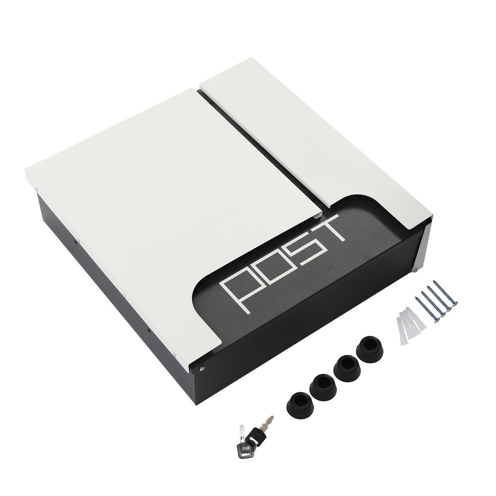 Rectangular Post Box Large Letter Mail Box Steel Lockable Wall Mount Mailbox New