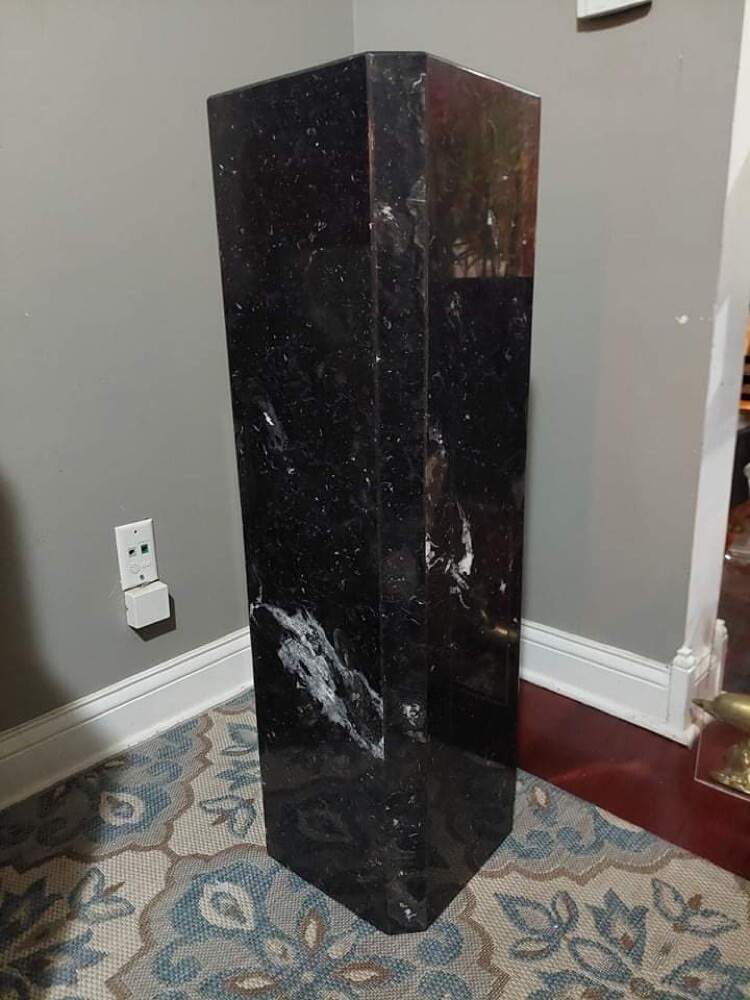 Mid Century Black Marble Pedestal.