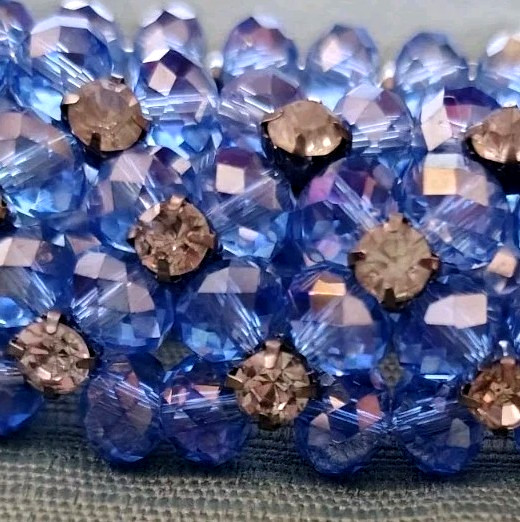 Handmade Blue Acrylic Bead Elastic Bracelet