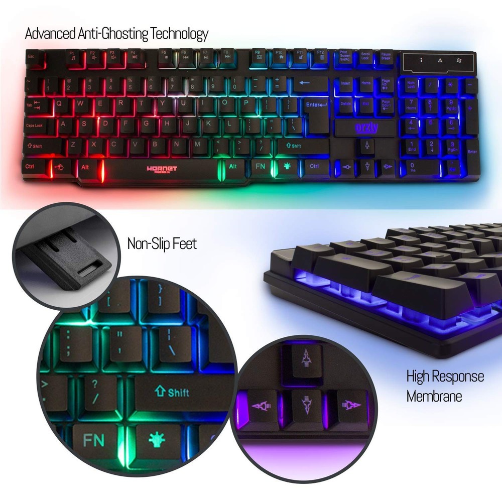 Gaming Keyboard and Mouse pad Headset, Wired LED Black