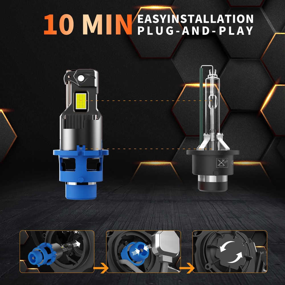 2X D4S D4R LED Headlight Bulb Replace HID Xenon Super White 6500K Conversion Kit