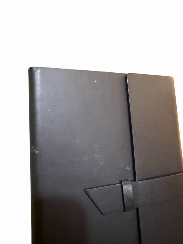ELLWOOD Black Notebook with Strap Closure, Blank and Lined Pages