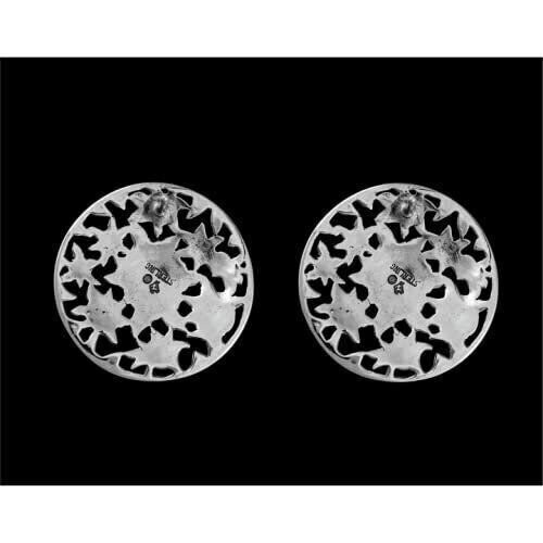 Sterling Silver Intricate Circular Rose Stud Earrings