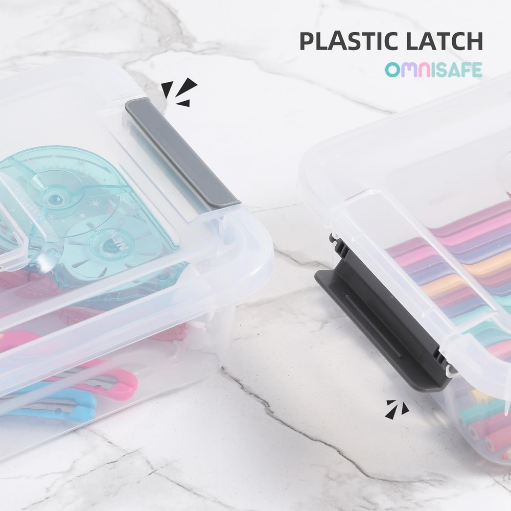 Plastic Storage Bin with Lid, Stackable Design, Clip Box for Crafts, Supplies...
