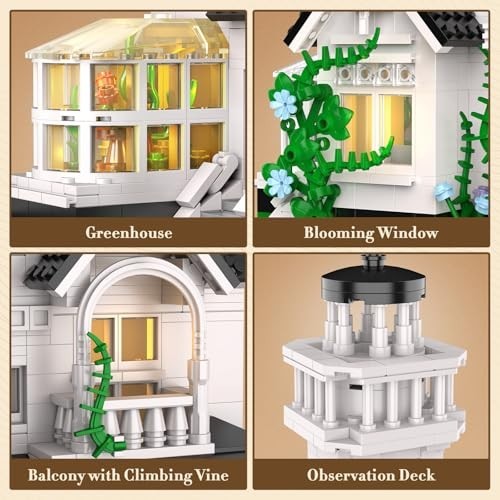 Magic House Building Set with LED Light - 1162 PCS Architecture Model Kit, Gift