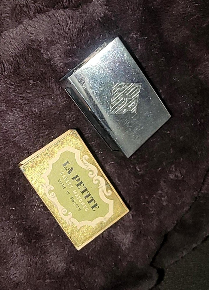 Antique Solid Sterling Silver 925 Matchbox Holder Monogrammed Engraved Swank