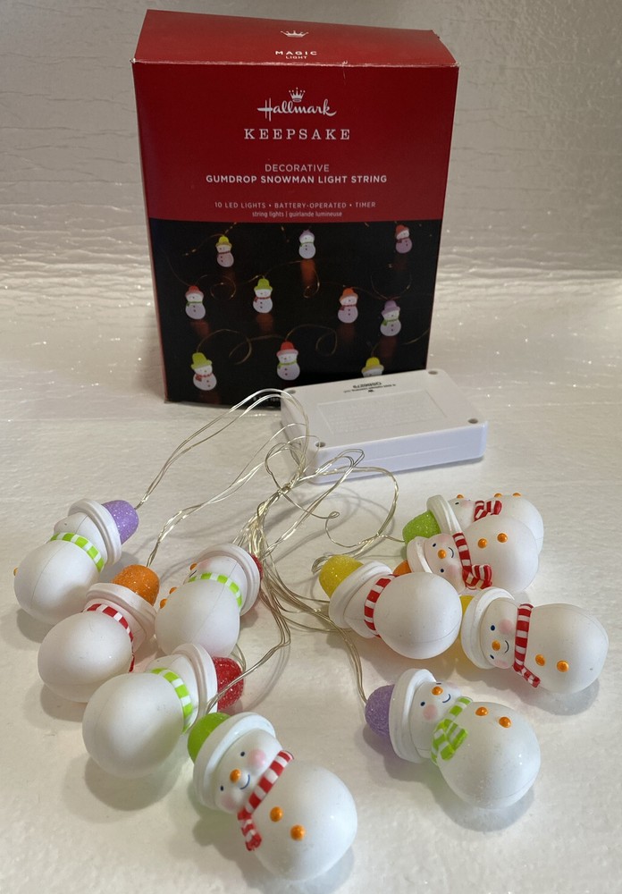 2023 Hallmark ~ Miniature GUMDROP SNOWMAN Light String (10 LIGHTS) - NIB