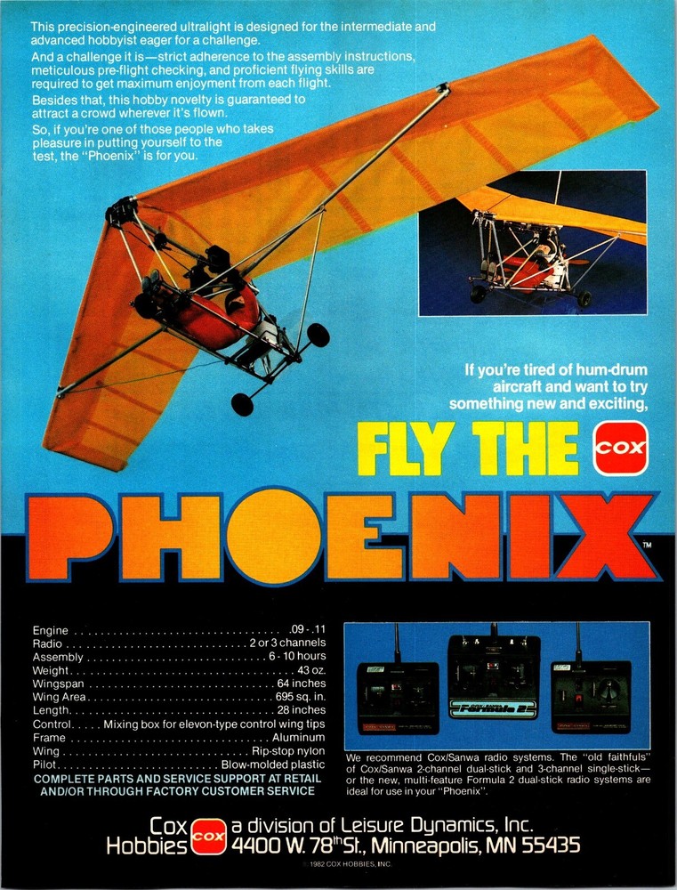 Cox Phoenix RC Airplane Print Ad Wall Art Decor Ephemeral