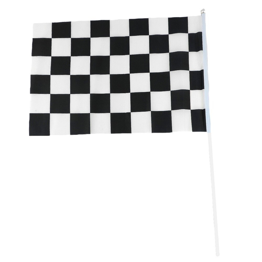 Two (2) Checkered Black & White Cloth Racing Flags