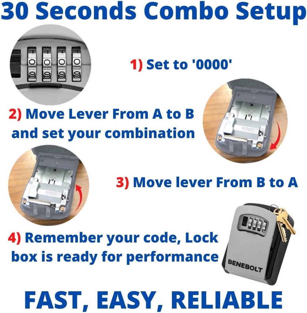 4-Digit Combination, 5 Key Capacity Security Key Lock Box