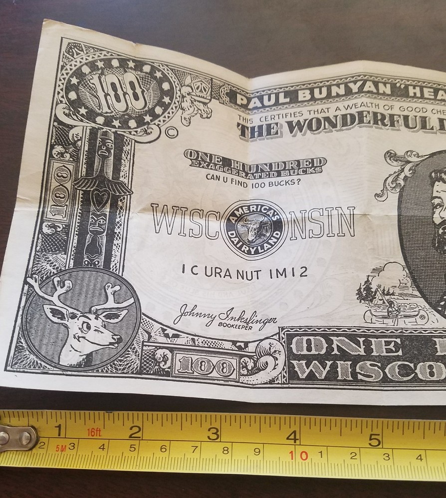 Vintage Paul Bunyan Wisconsin $100 bucks