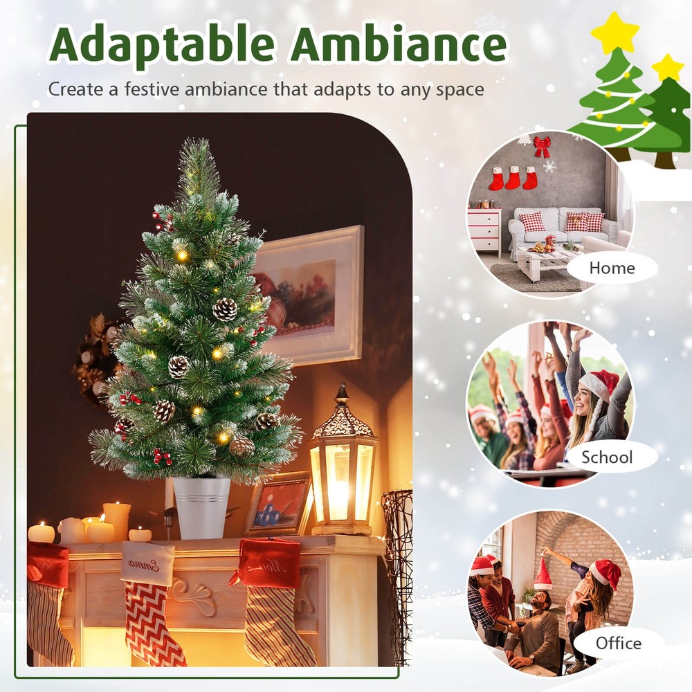 3 FT Artificial Xmas Tree with 81 Branch Tips Eucalyptus Leaves Pine Needles