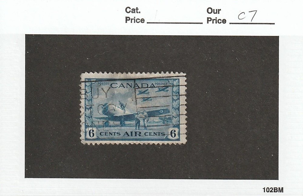 Canada used: 1942 Air Mail 6¢ War Issue sc#C7