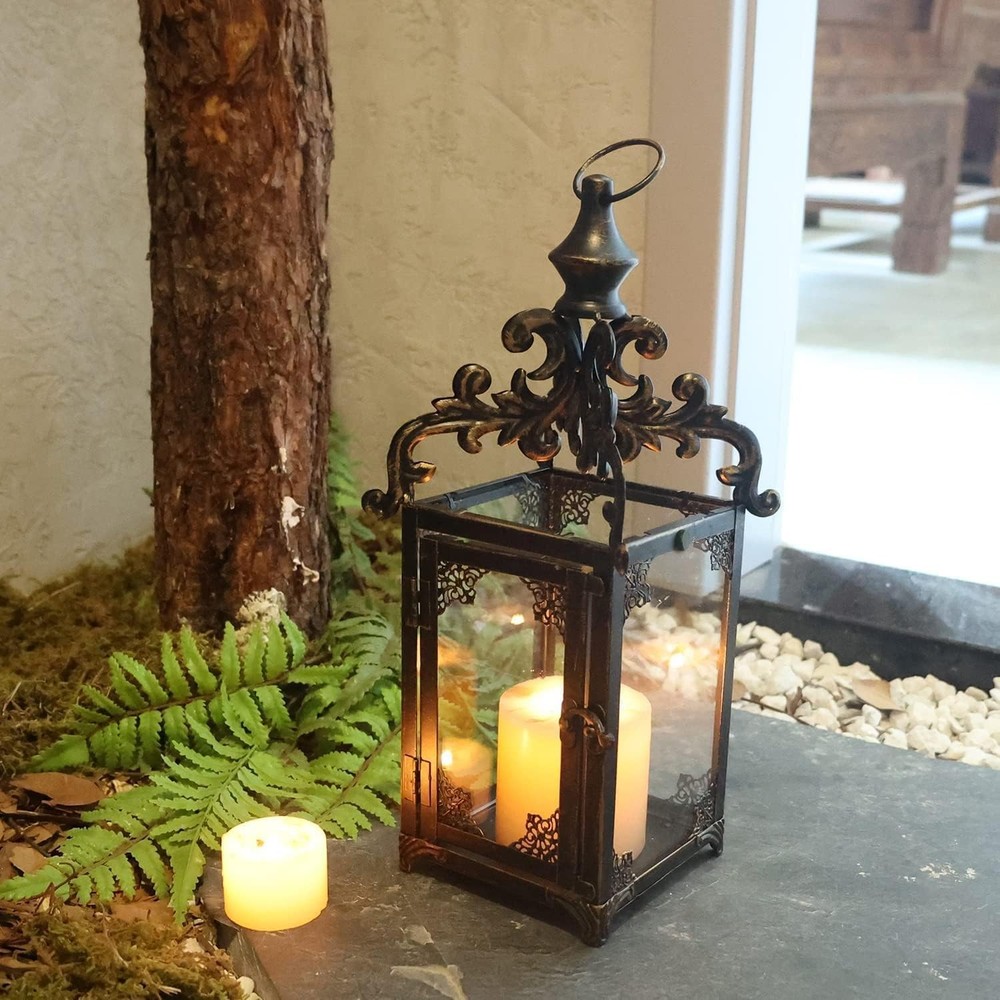 DECORKEY Candle Lantern Decorative Indoor & Large, Black / 16'' / 1 Pc