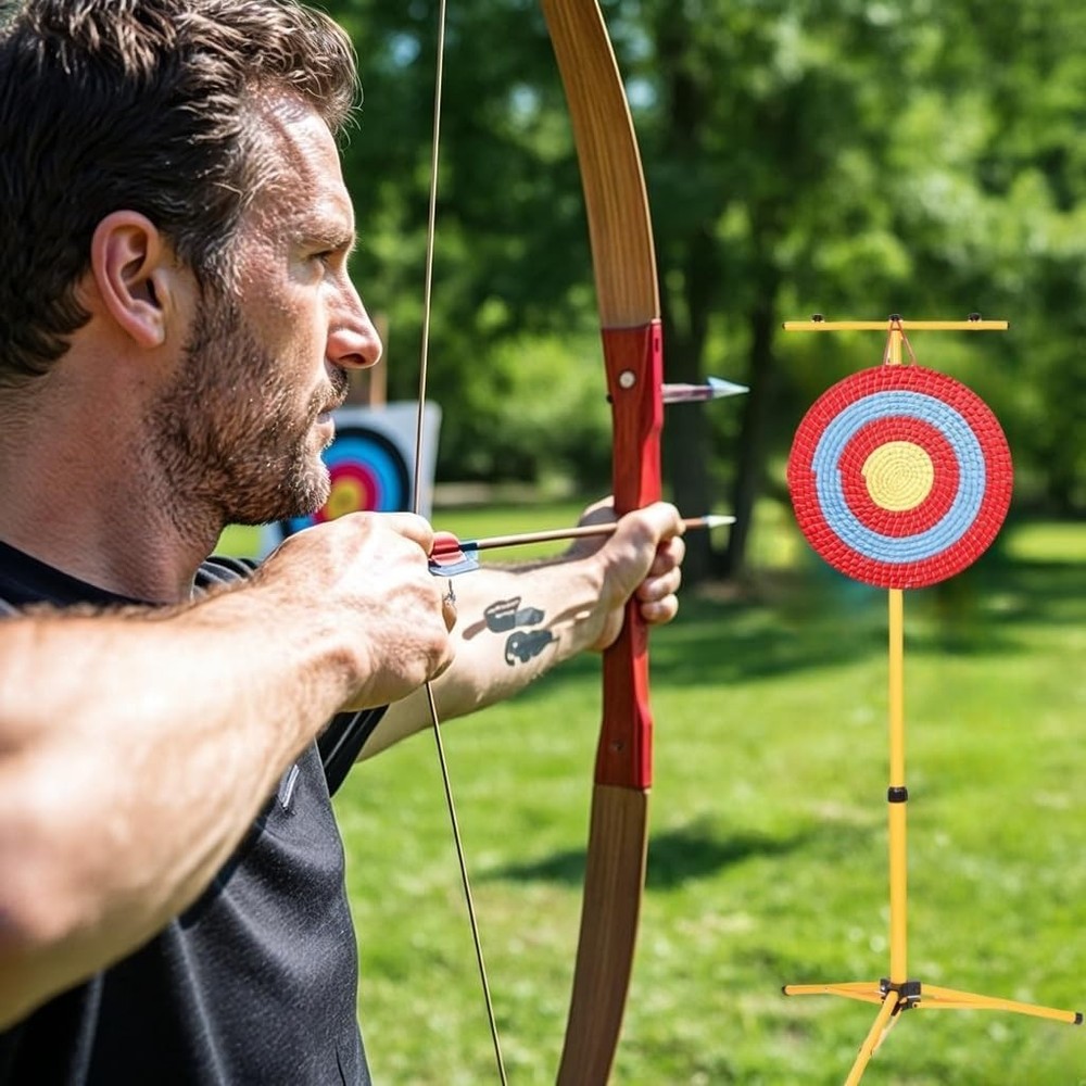 Archery Target Stand, Adjustable Foldable Metal Bow and Arrow Target Tripod S...