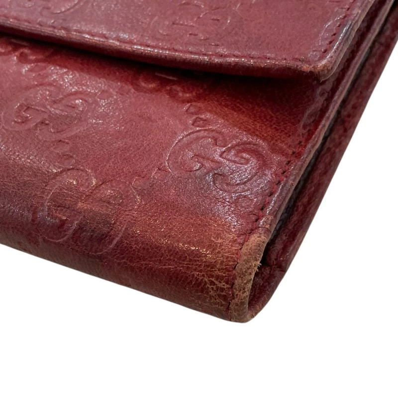Gucci Bifold Wallet Wine Red Leather Long Box
