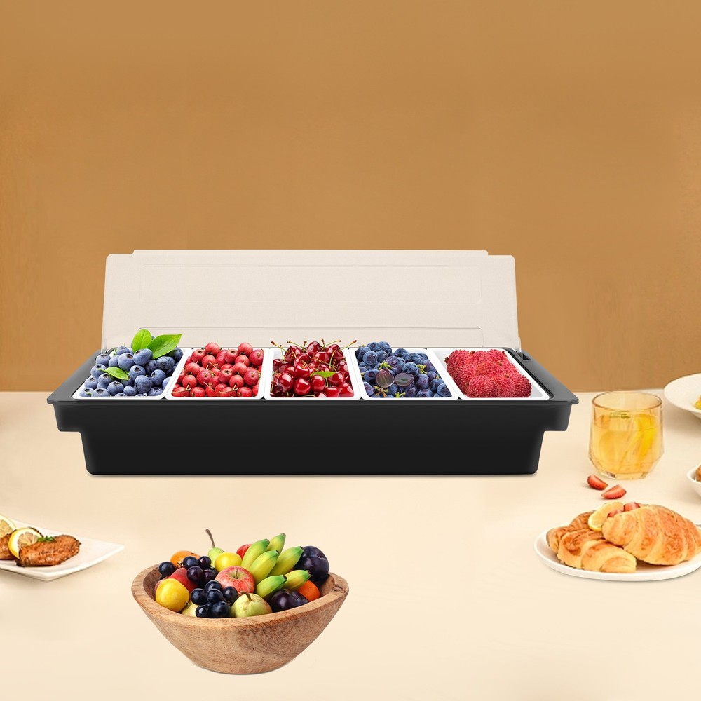 Fruit Box With 5 Compartments 50*15*10cm Compartment Condiment Dispenser