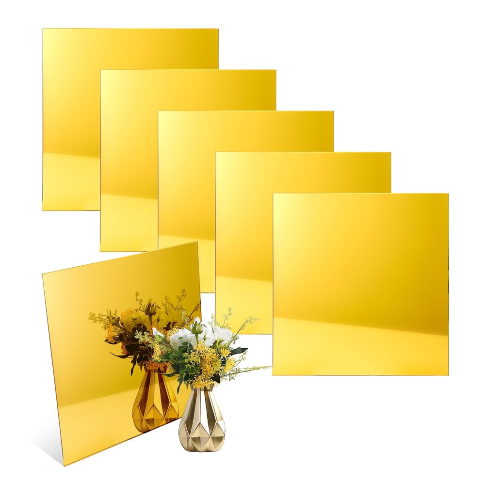 5pack Mirror Acrylic Sheets 12" x 12" Opaque Glossy Mirror Plastic Sheet with...