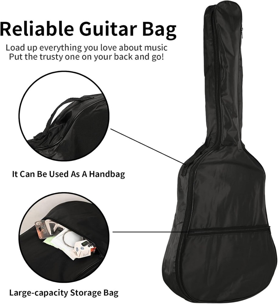 30in Beginner Acoustic Guitar Basic Starter Kit Tuner Bag Capo Strings Winder...