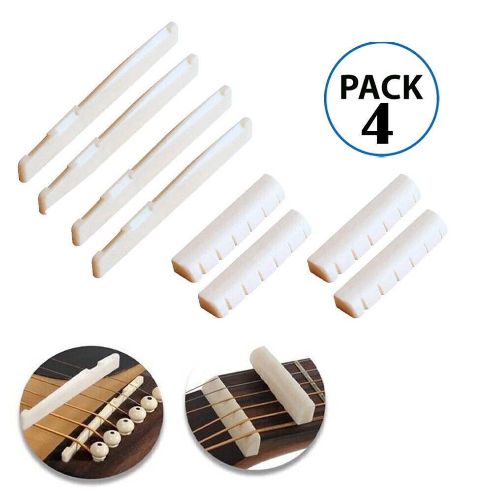 4Sets Bone Guitar String Bridge Saddle & Nut Blank for Acoustic Classical Guitar