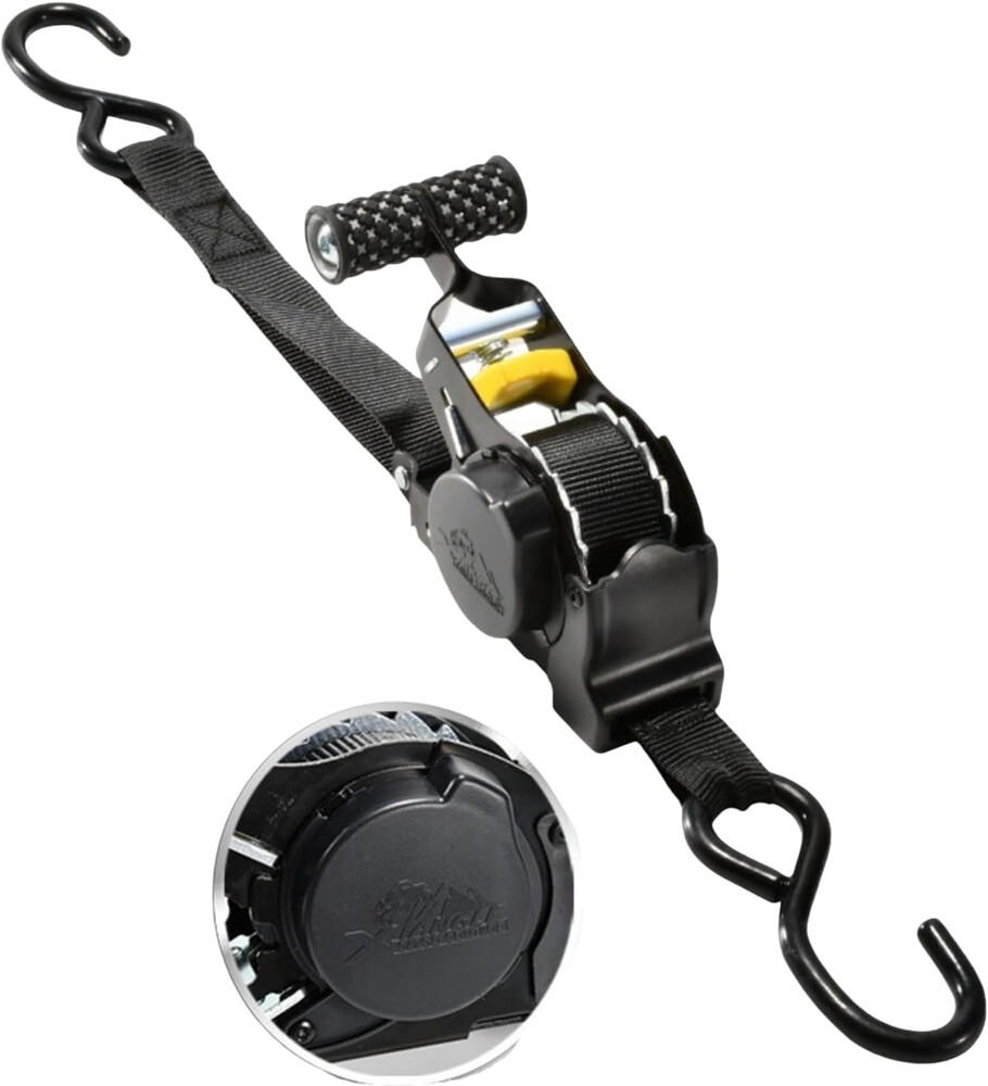 Cargo Transom Tie Down Strap 1500LBs Retractable Ratchet Strap w/S-Hook 2-pack