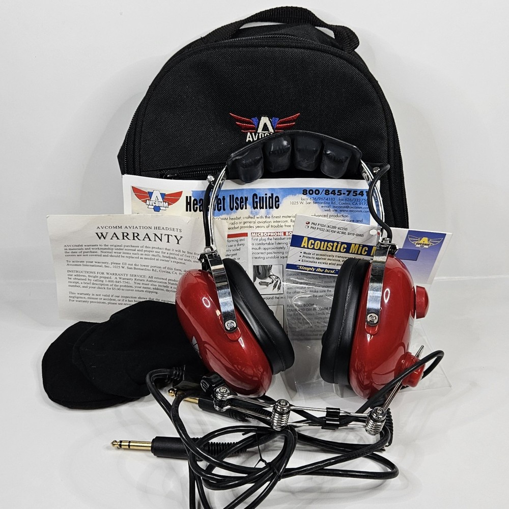 AVCOMM AC-250PNR Red Headset Bundle With Accessories #2