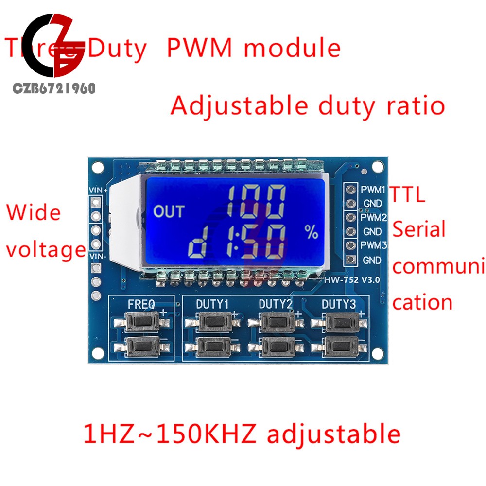 3-Channel Signal Generator PWM Pulse Wave Frequency Duty Cycle Adjustable Module