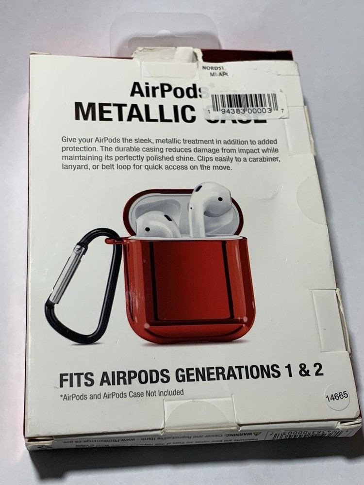 AirPod Gen 1 & 2 Polycarbonate Metallic Carry Case Red Open Box W/Hook
