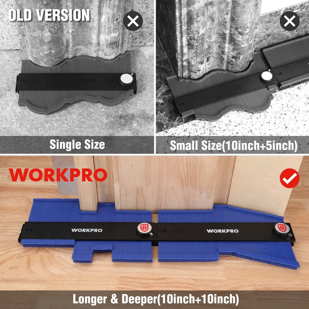 WORKPRO 2-PACK 10" Connectable Contour Gauge ABS plastic Duplicators with Lock