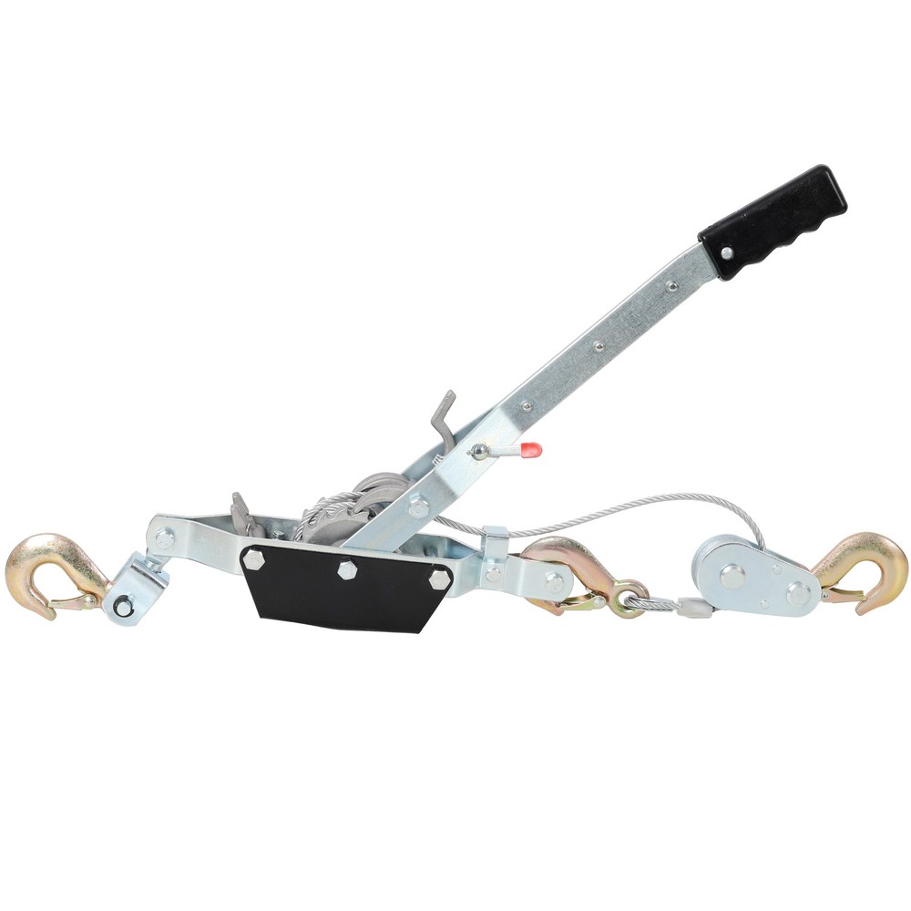 2T Hand Winch Puller Double Gear 3 Hooks 12FT Steel Cable Power Ratchet Puller