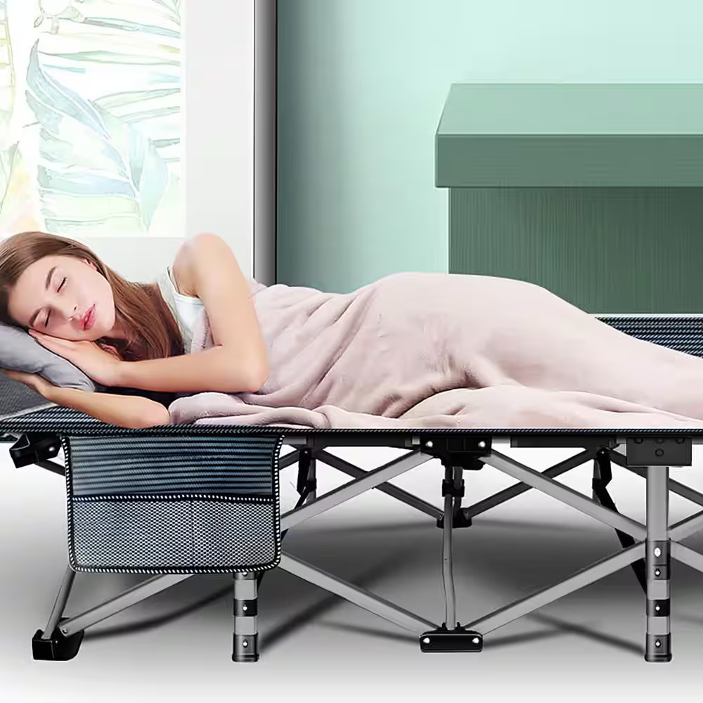 Folding Camping Cot, Heavy-Duty Sleeping Cots with Carry Bag, Double Layer Oxfor