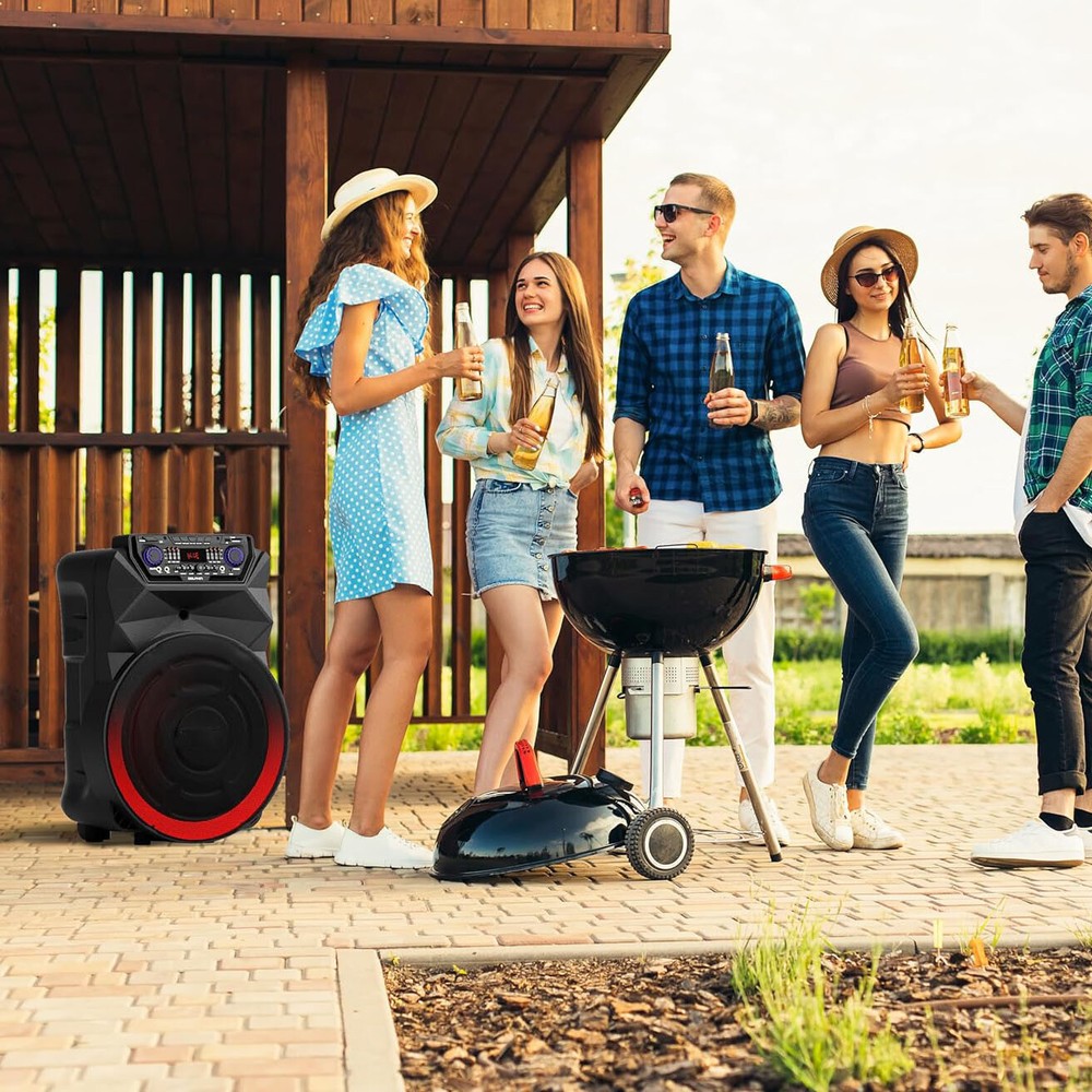 18" Portable Bluetooth Speaker Deep Bass With Remote Control Wireless Microphone