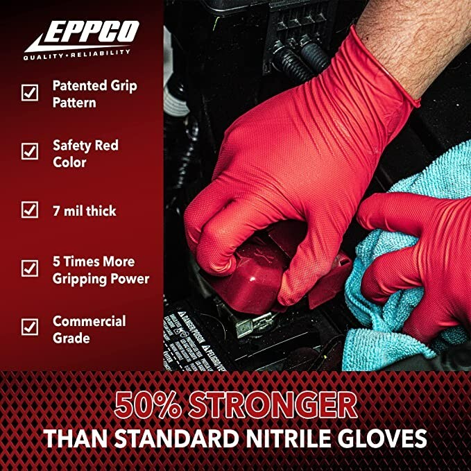 Grease Bully MDT Red Nitrile Gloves - 7MIL - 10 Boxes Per Case