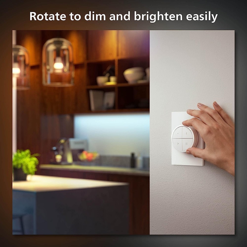 Wall Tap Dial Light Switch, Portable, White - 1 Pack - Requires Hue Lights an...