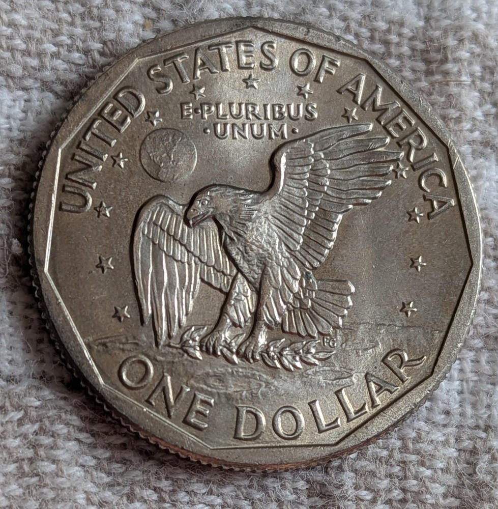 1979 D Susan B Anthony Dollar Error: Filled D Mint Mark, E Pluribus Dot.