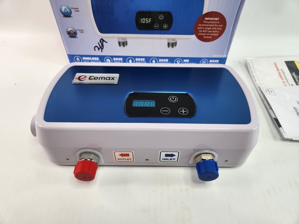 Eemax EEM12004 Electric Tankless Water Heater Point of Use, 4KW, Blue Brand New